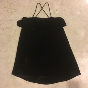 Lrg Black Velvety Ruffled Madewell Dress